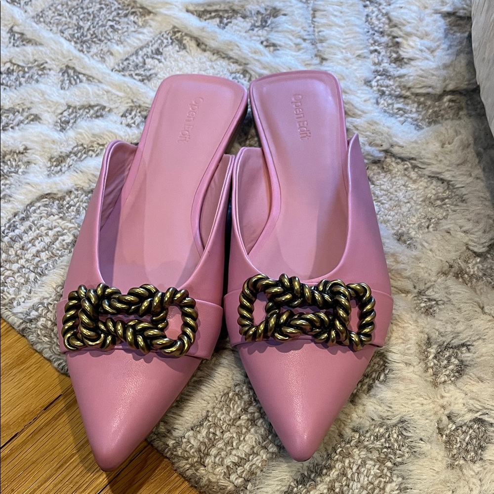Open Edit Gold Bow Detail Mules